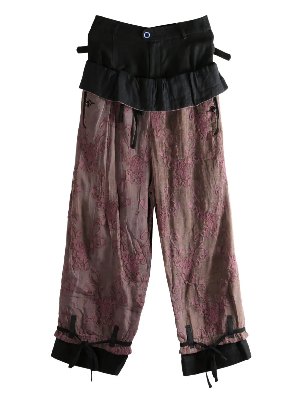 Communs Floral Trousers In Black