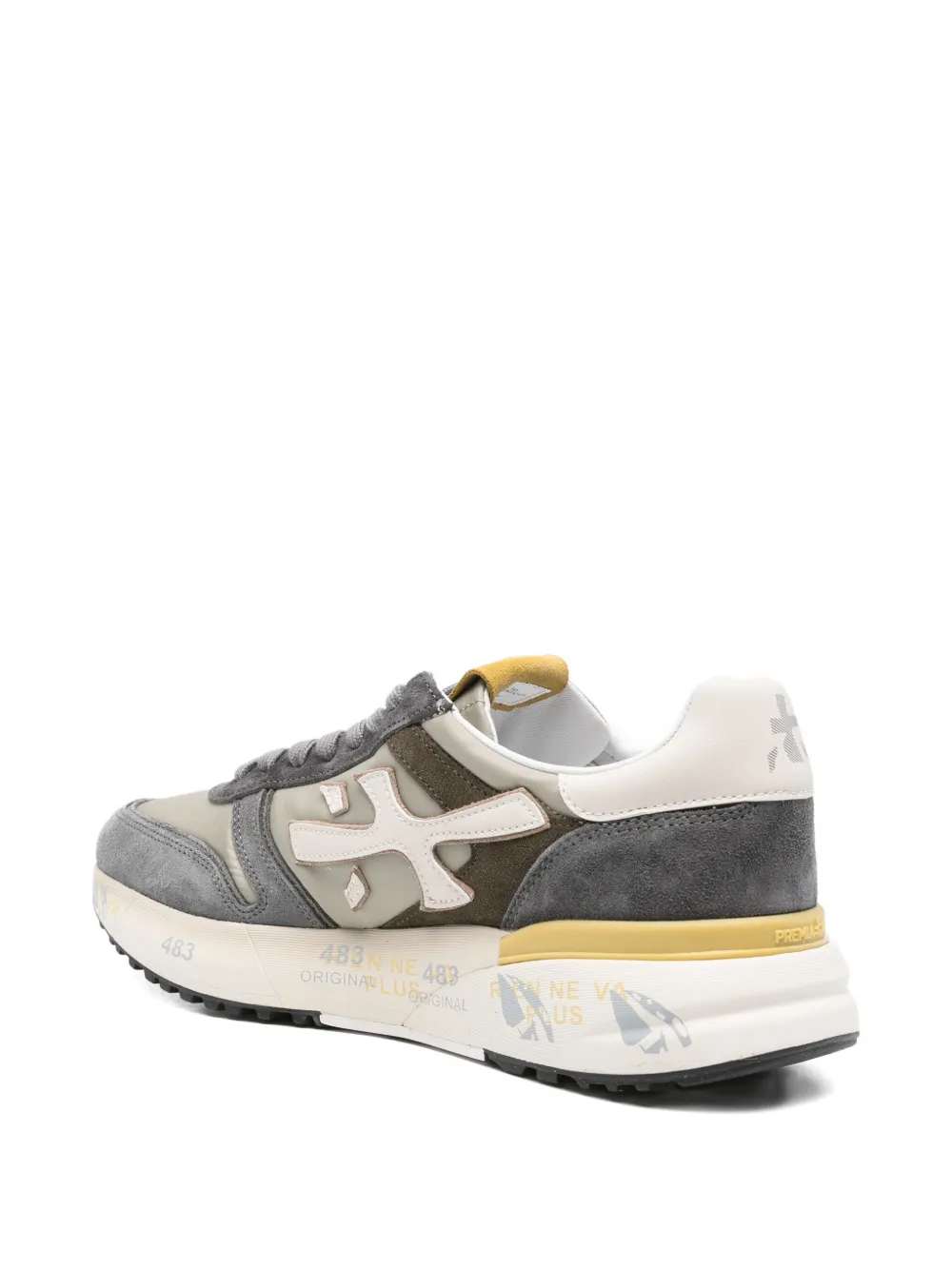 Premiata suede panelled low-top sneakers Grey