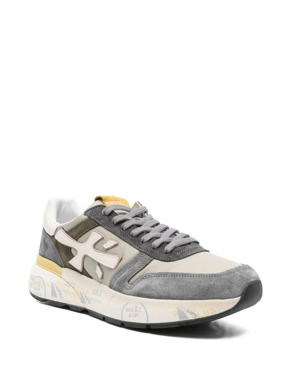 Premiata suede panelled low-top sneakers Grey