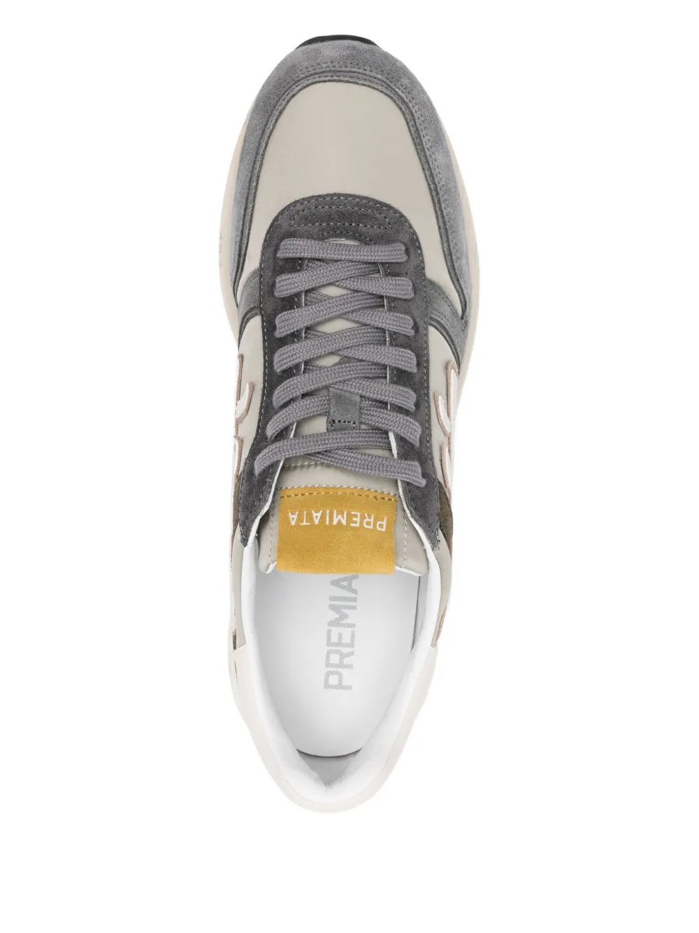 Premiata suede panelled low-top sneakers Grey