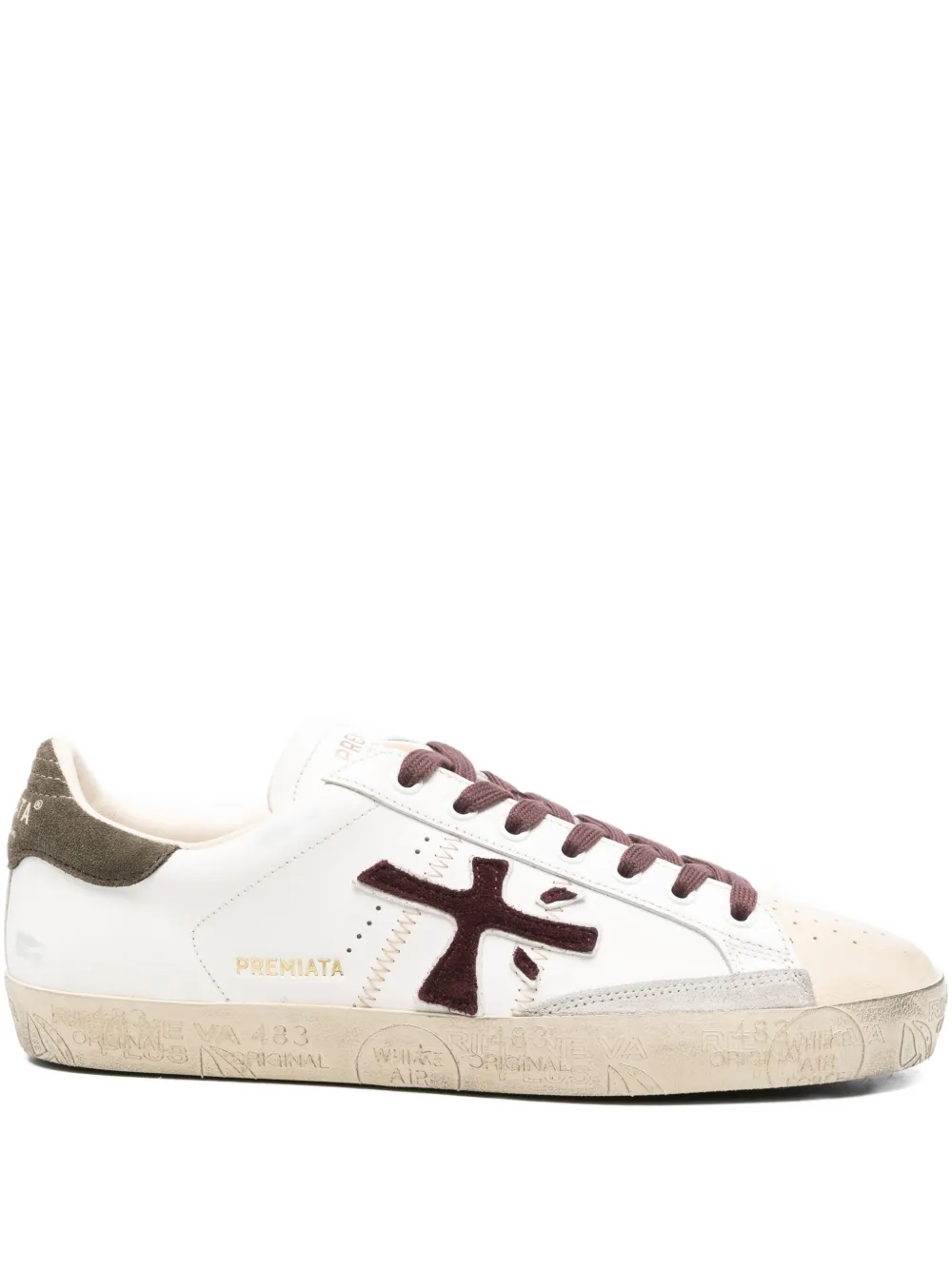 Premiata logo-detail leather low-top sneakers White