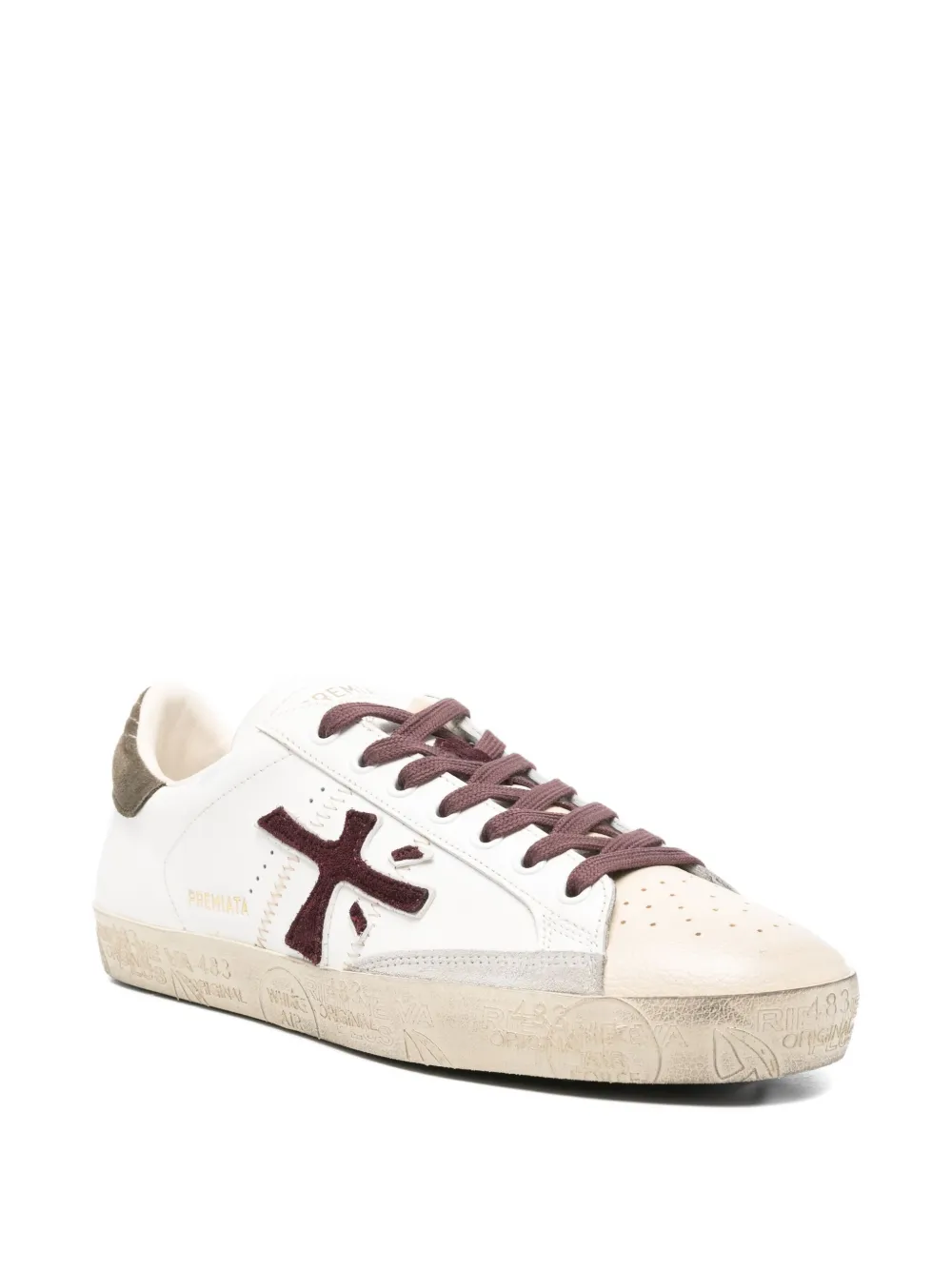 Premiata logo-detail leather low-top sneakers White