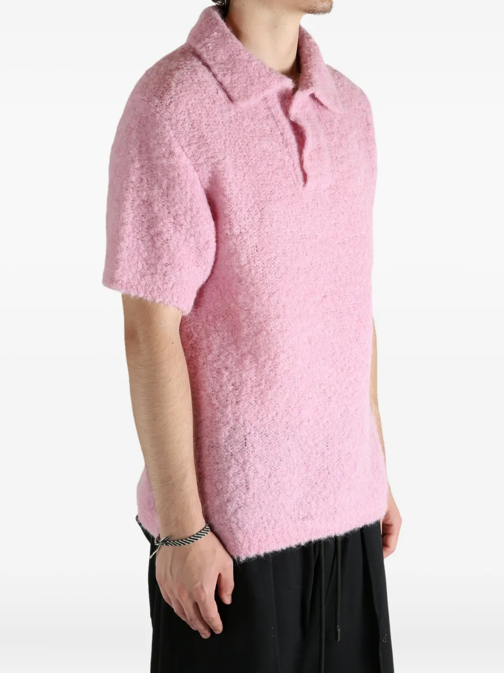 Erl Gender Inclusive Alpaca Blend Polo Sweater In Pink
