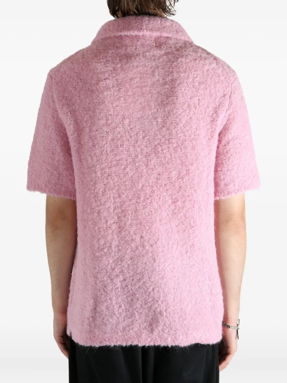 Erl Gender Inclusive Alpaca Blend Polo Sweater In Pink