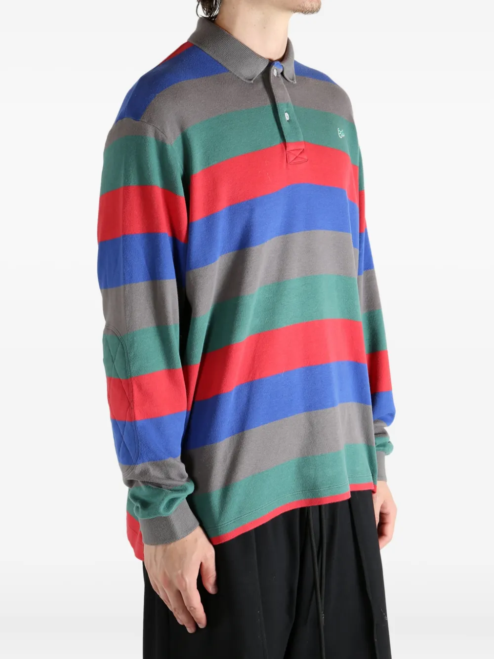 Erl Unisex Striped Long Sleeve Polo Knit In Multi