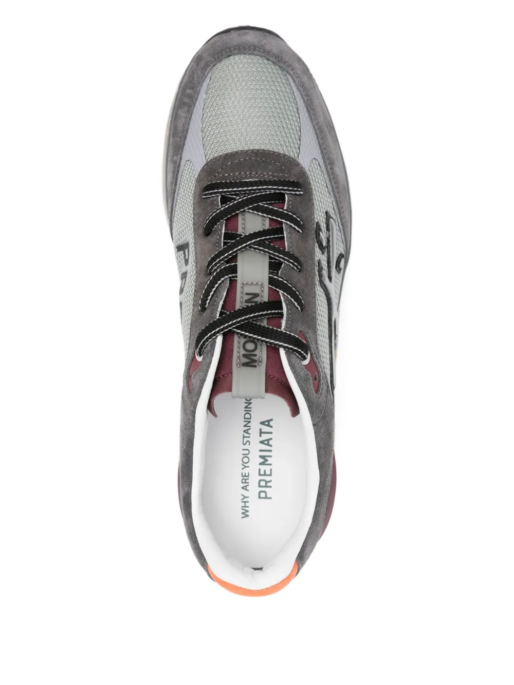 Premiata Suede Mesh Low-top Sneakers In Gray