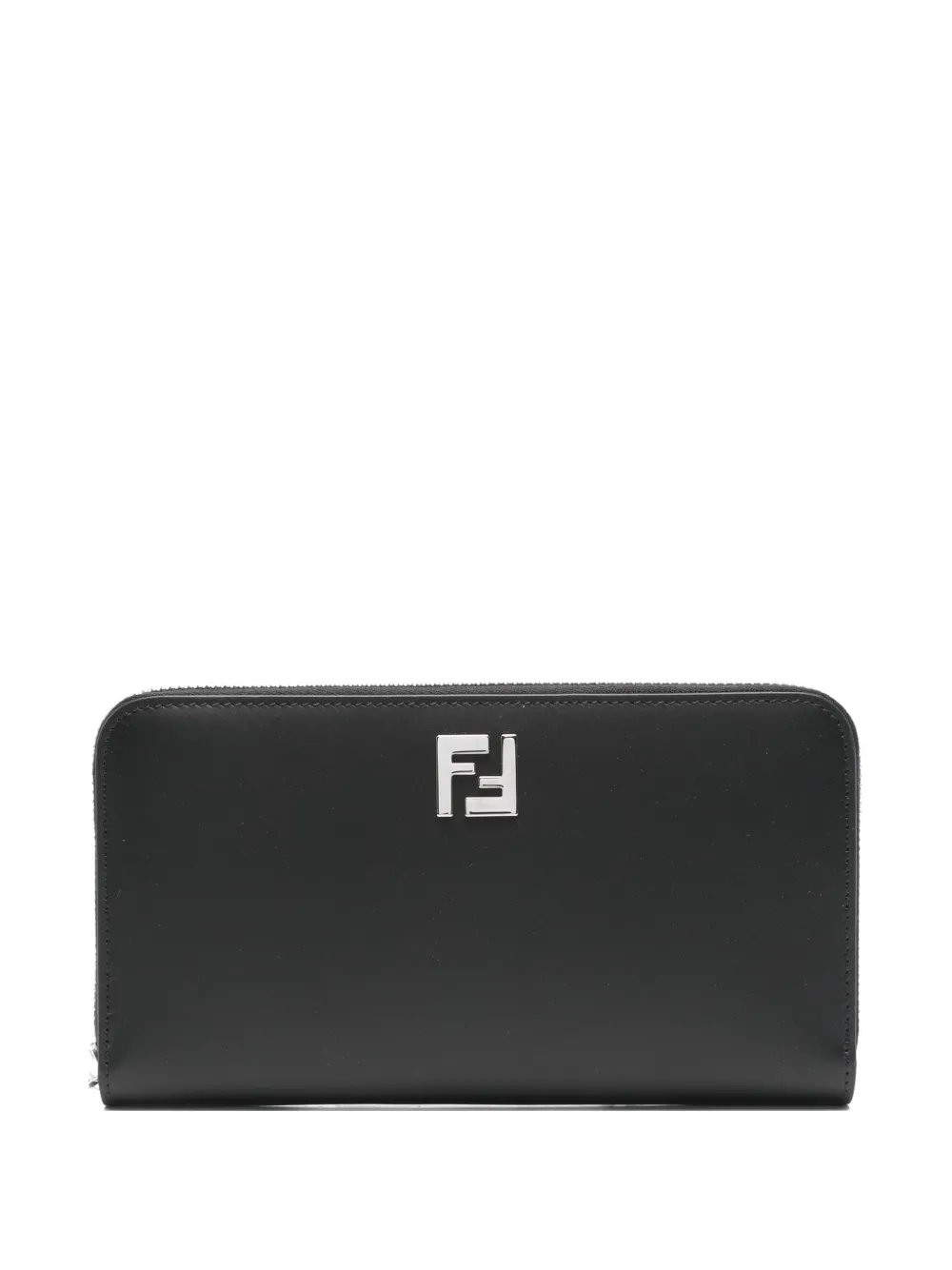 FENDI logo-plaque zip-around wallet Zwart