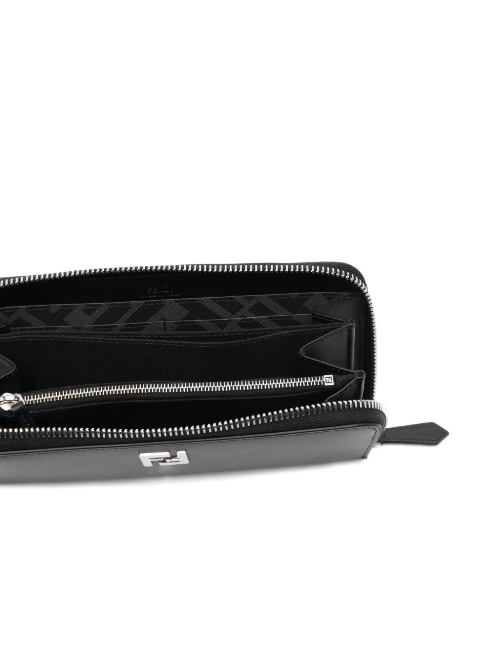 FENDI logo-plaque zip-around wallet Zwart