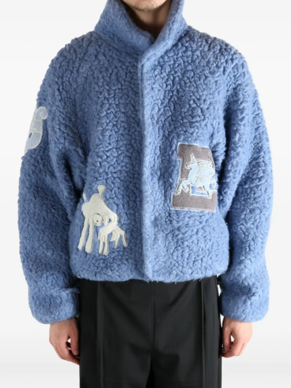 Erl Embroidered-patch Jacket In Blue