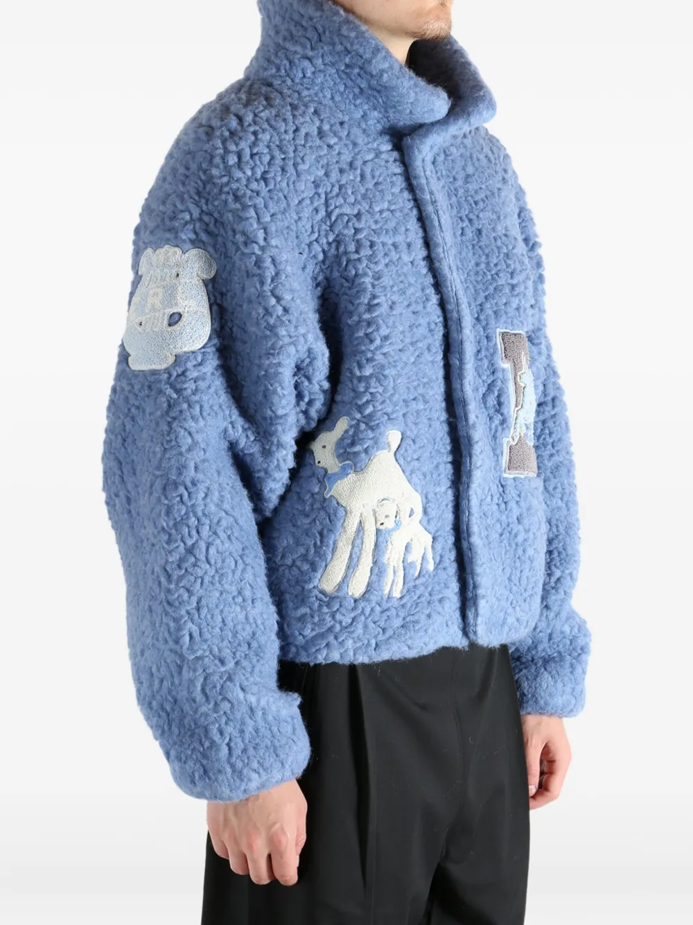 Erl Embroidered-patch Jacket In Blue