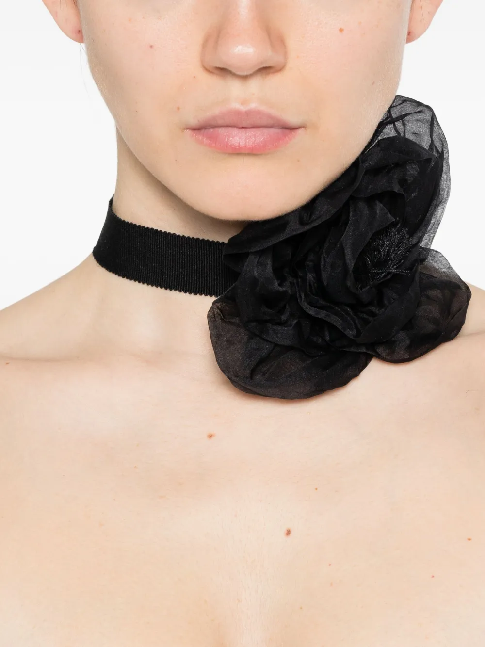 Parlor rose-shaped choker necklace - Zwart