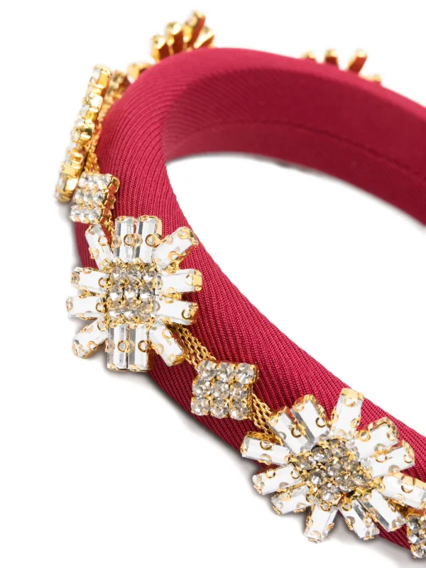 ビジュー装飾レッドヘアバンド ビジュー装飾レッドヘアバンド アールマイン Rmine ベルベットビジュー