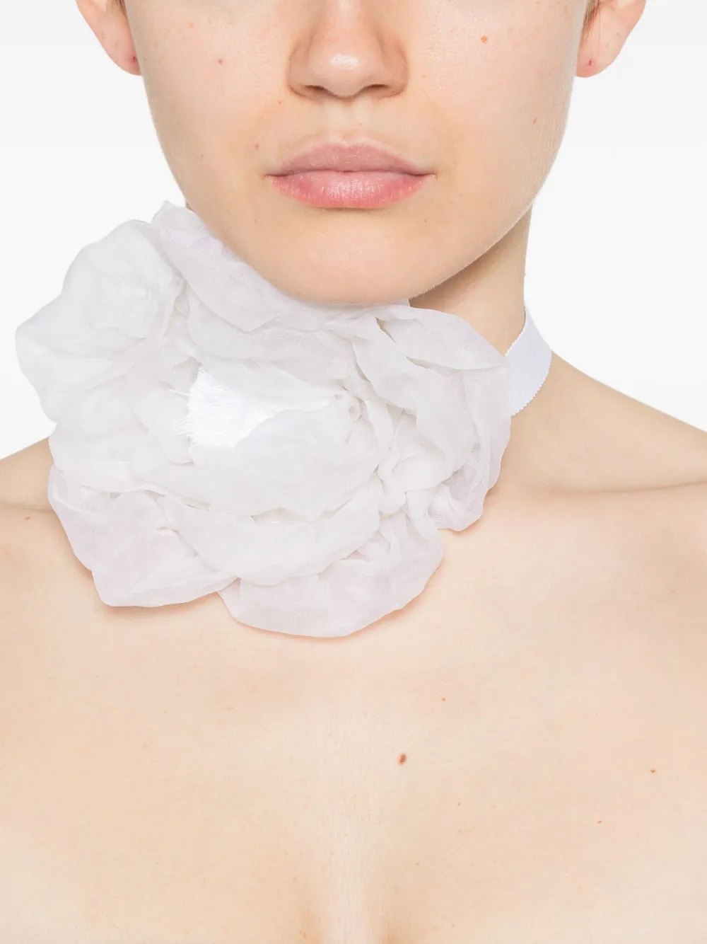Parlor flower-detail choker necklace - Wit