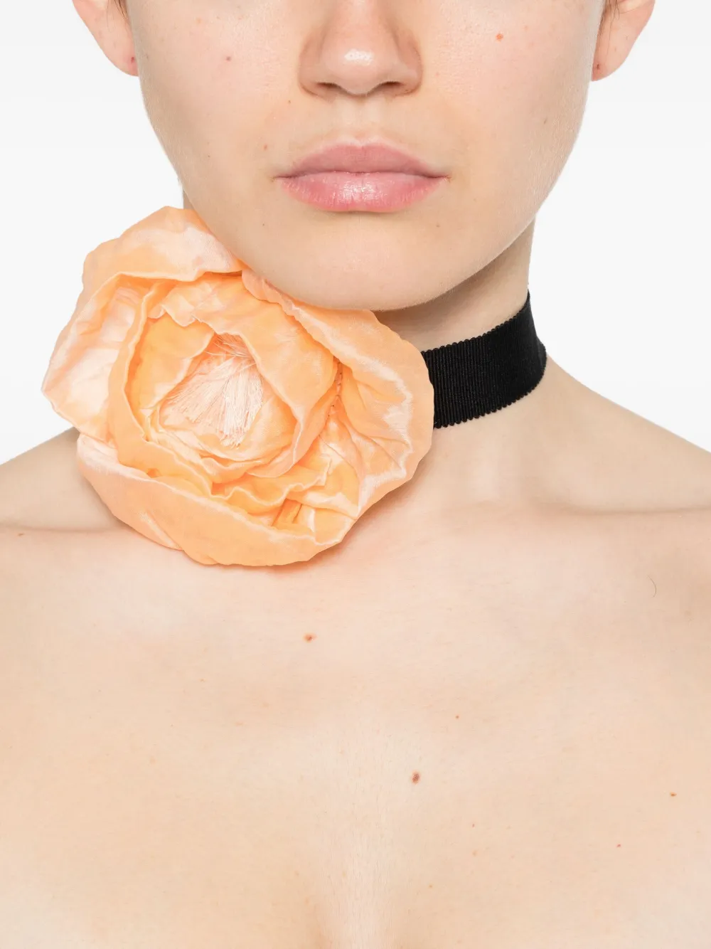 Parlor flower-detail ribbon chocker necklace - Oranje