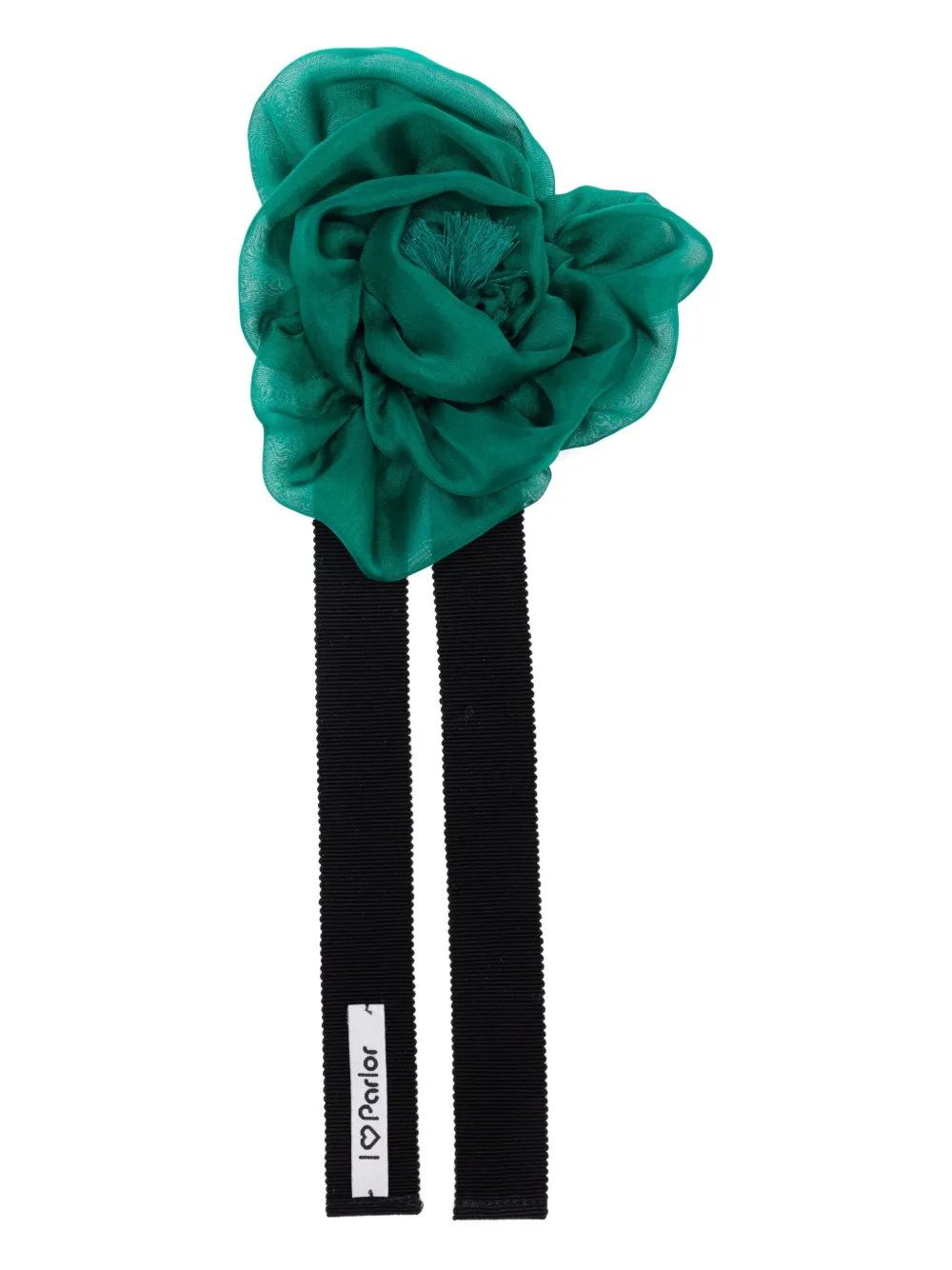 Parlor rose-shaped tassel choker necklace | Green | Image 1