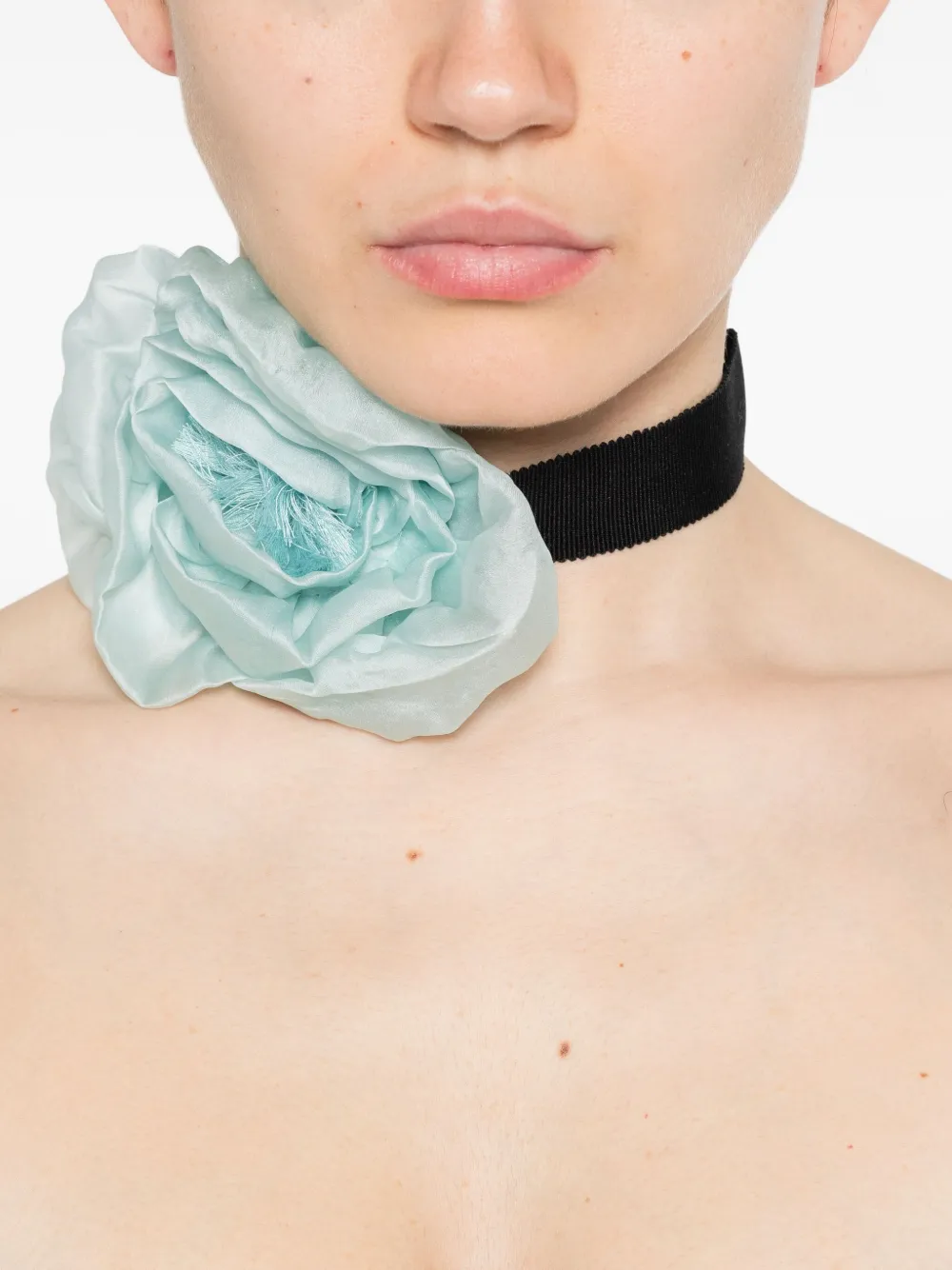 Parlor rose-shaped choker necklace - Blauw