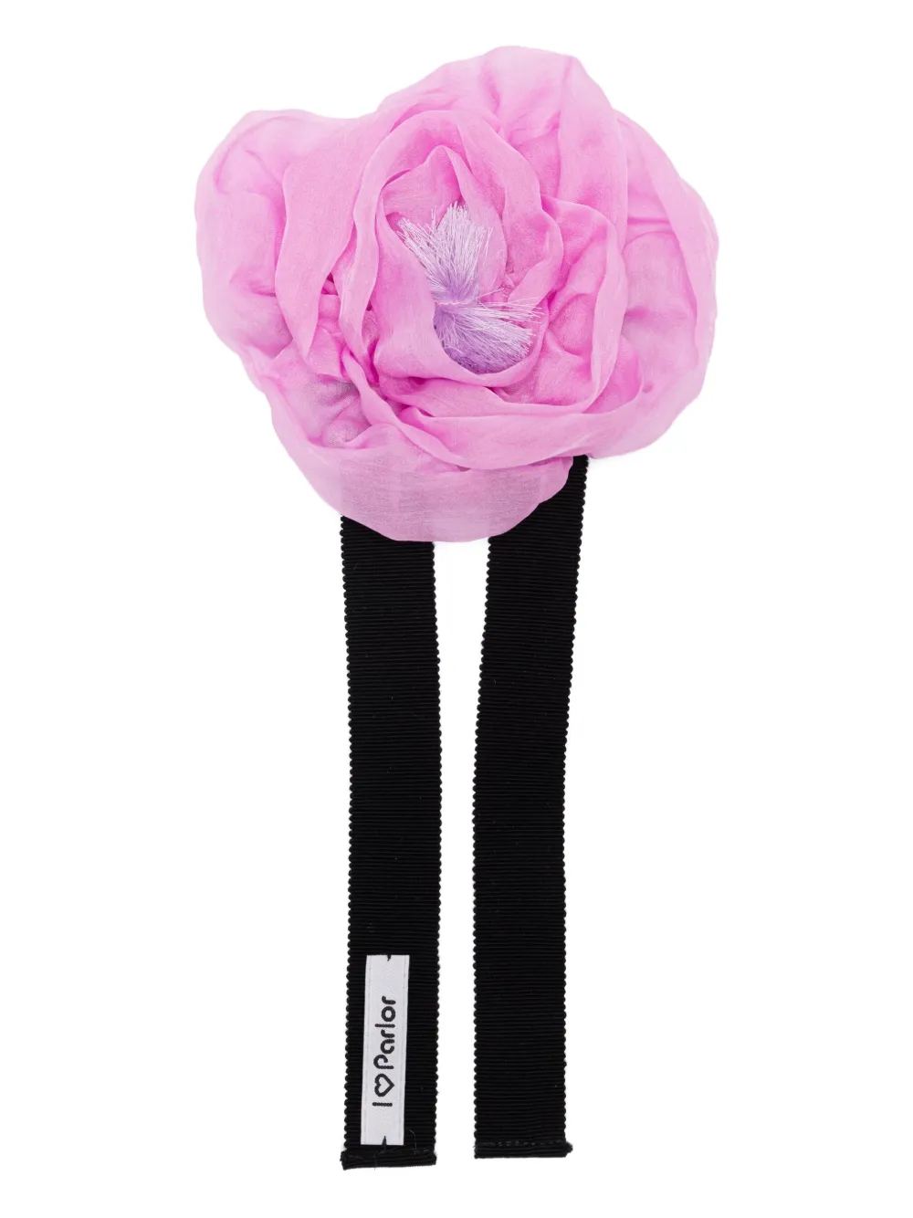 Parlor Silk-flower Ribbon Necklace In Purple