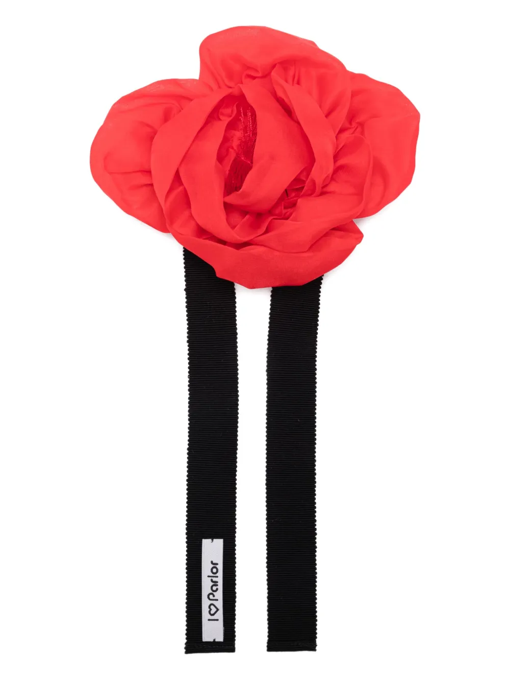 Parlor Rose-shaped Ribbon Choker Necklace In Red
