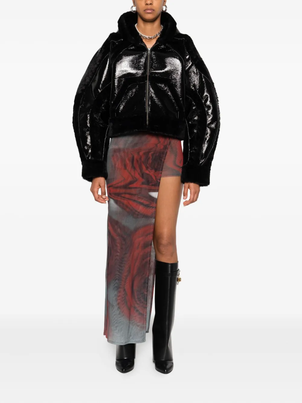 Ottolinger Cropped jack met capuchon Zwart