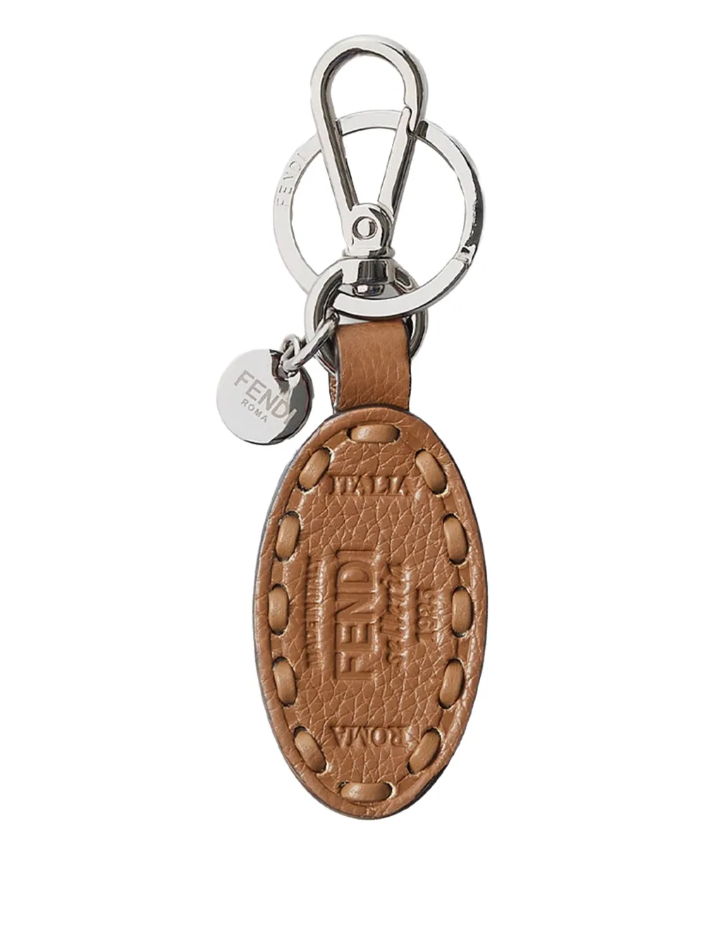 FENDI oval-frame leather keyring | Brown | Image 1