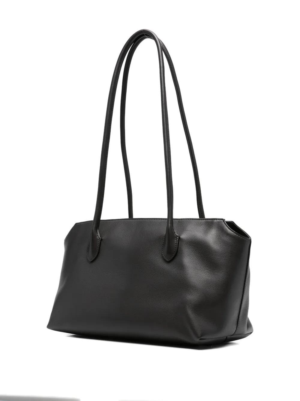 The Row Leather Shoulder Bag In Black