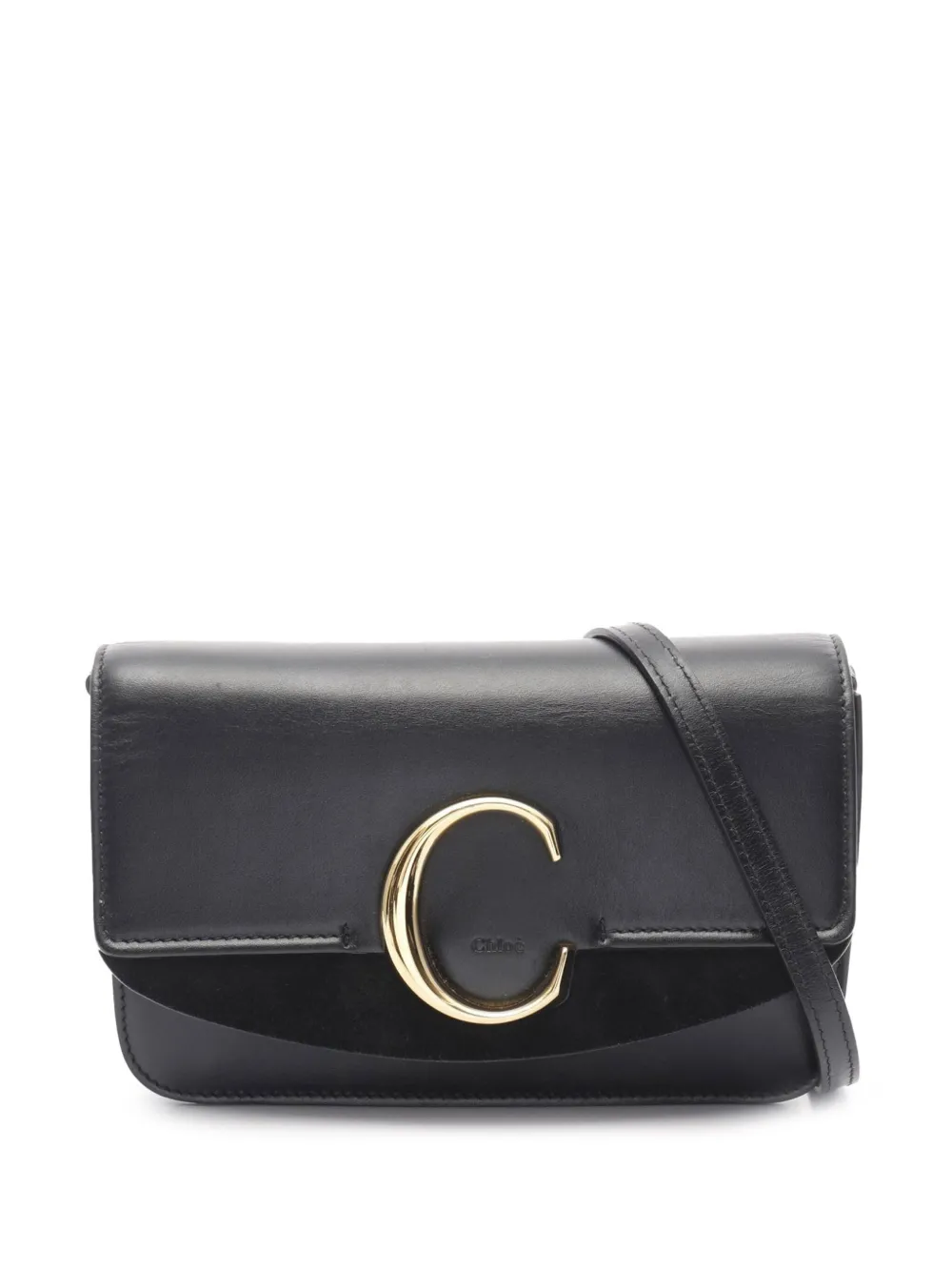 Chloé Pre-Owned 2010-2025 Calfskin and Suede C Clutch With Chain Chloé Pre-Owned 2010-2025 Calfskin and Suede C Clutch With Chain