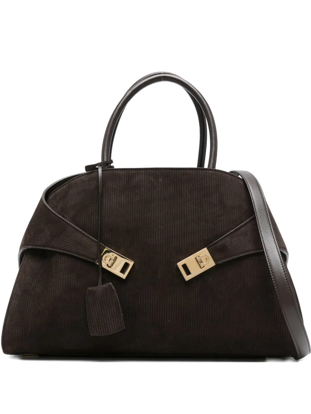 Ferragamo corduroy clasp tote bag Bruin