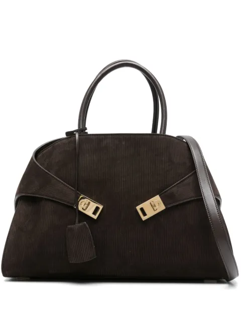 Ferragamo corduroy clasp tote bag