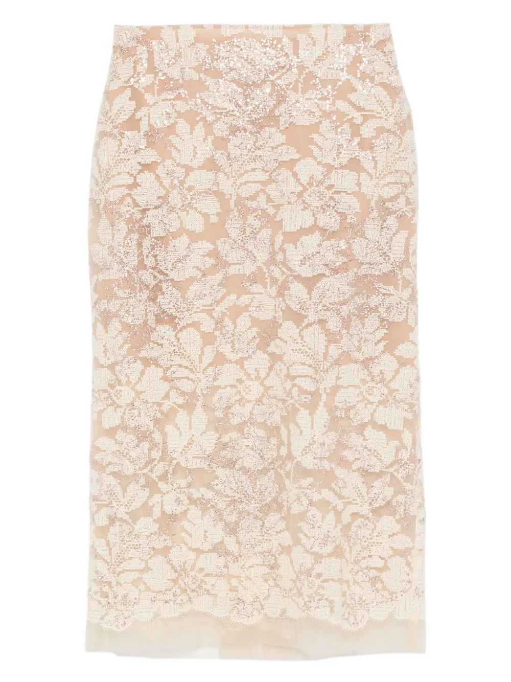 Ermanno Scervino floral sequin midi skirt | Neutrals | Image 1