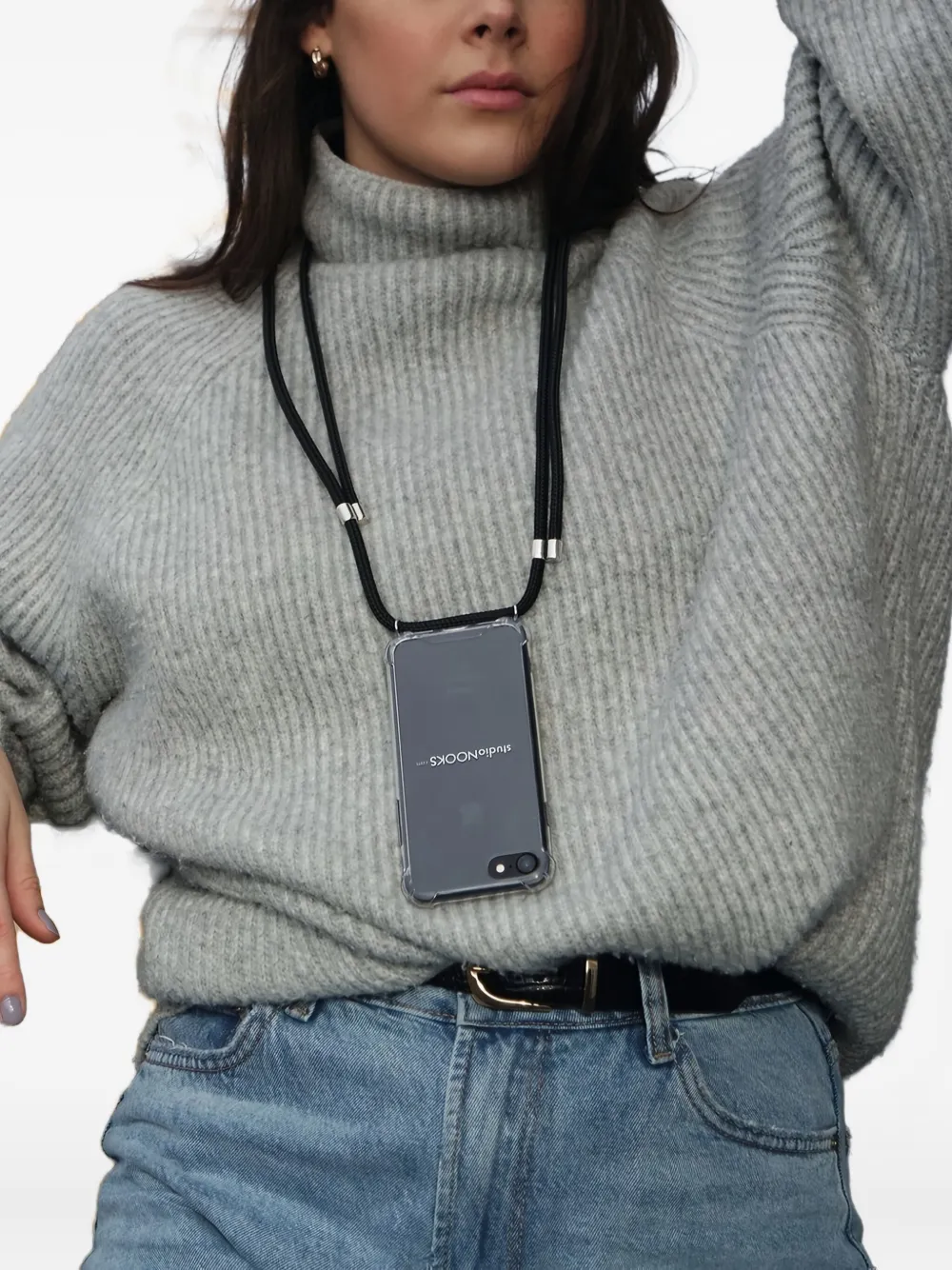 Studionooks The Traveler Clear-case Phone Neck-strap Case In Gray