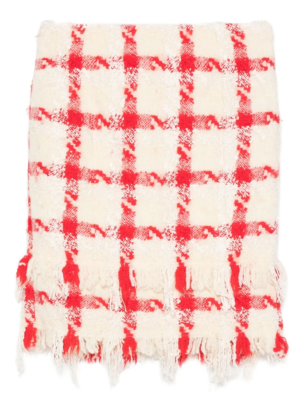 Versace Pre-Owned 2000s checked fringed skirt | White | Image 1