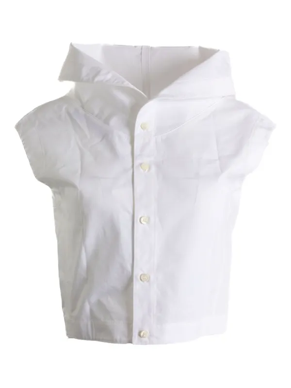 Jacquemes ノースリーブ Jacquemus ワイドカラーノースリーブトップ | ホワイト | FARFETCH JP