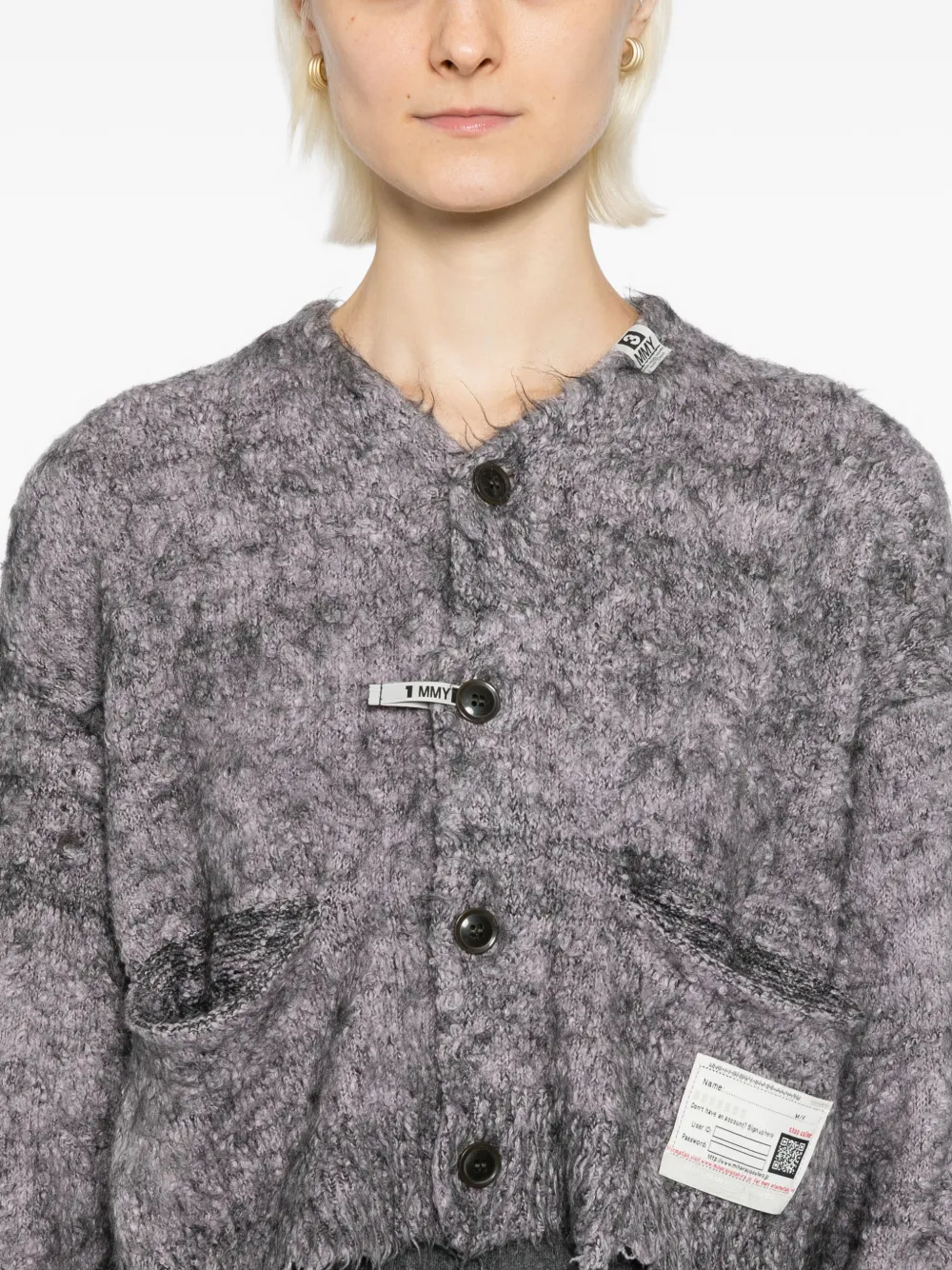 Miharayasuhiro Raw Edge Cardigan In Gray