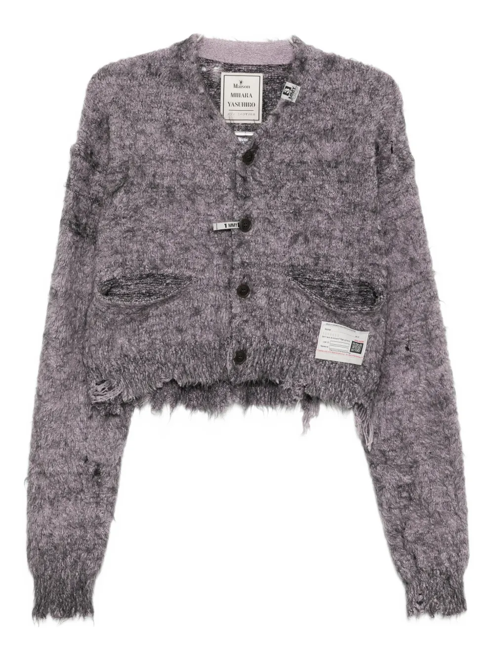 Miharayasuhiro Raw Edge Cardigan In Gray