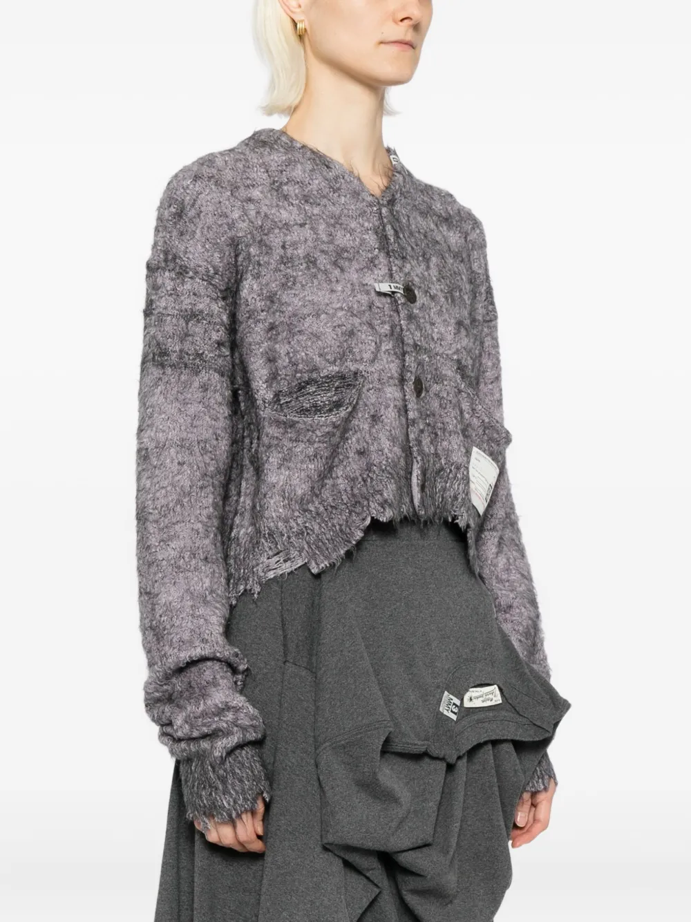 Miharayasuhiro Raw Edge Cardigan In Gray