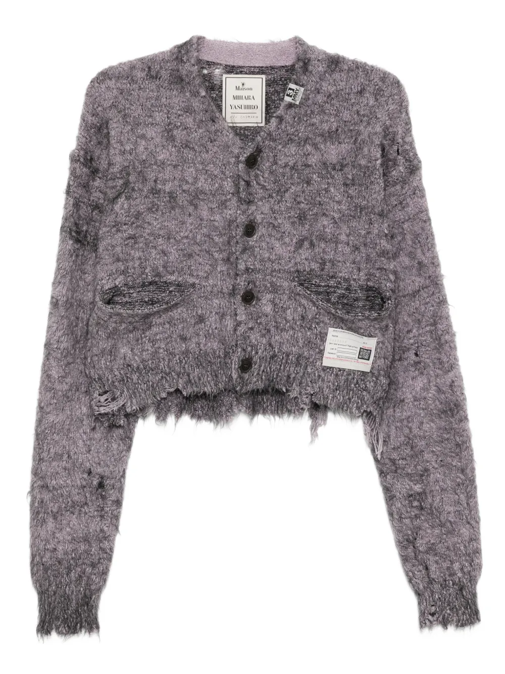 Maison MIHARA YASUHIRO カットオフエッジ カーディガン - パープル Maison MIHARA YASUHIRO カットオフエッジ カーディガン - パープル
