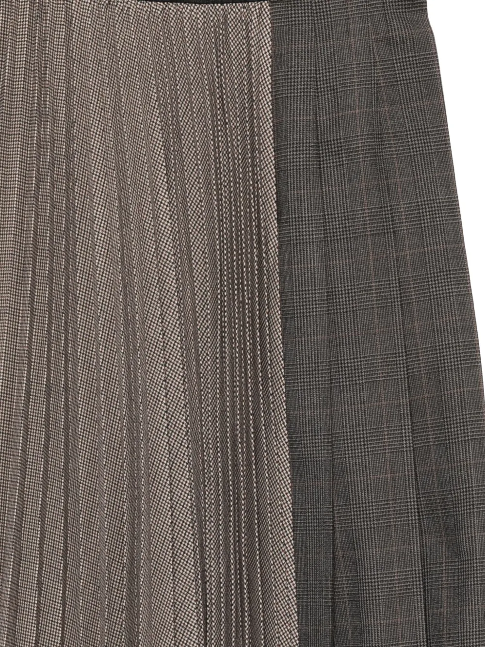 Undercover Womens Grey Beige Check Check-pattern Asymmetric Pleated Wool-blend Midi Skirt In Gray