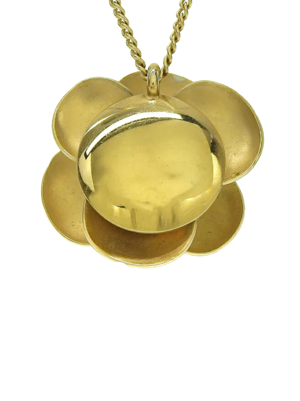 CHANEL Pre-Owned 2004 Enamel Gold Plated CC Camellia Pendant Necklace costume necklace | Image 2