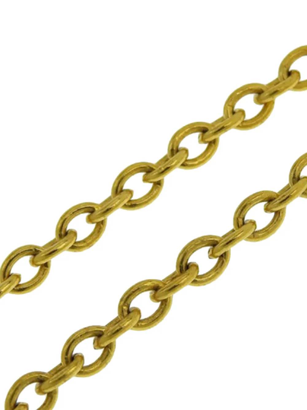 Pre-owned Chanel 1970-1980 Gold Plated Logo Round Pendant Necklace Costume Necklace
