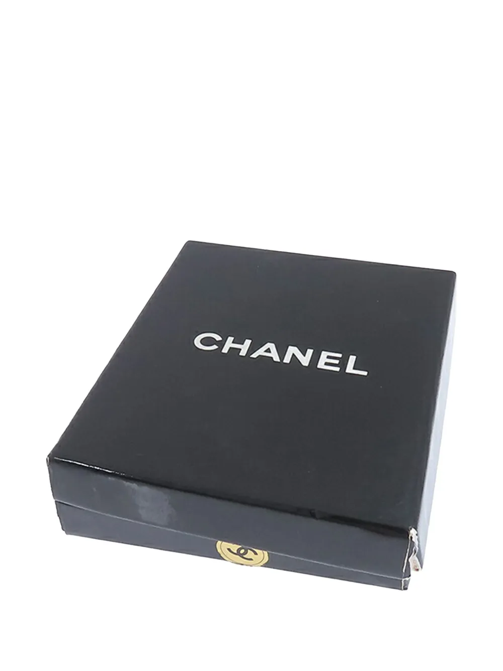 Pre-owned Chanel 1970-1980 Gold Plated Logo Round Pendant Necklace Costume Necklace