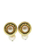 CHANEL Pre-Owned 1994 Gold Plated Faux Pearl Cufflinks costume cufflinks