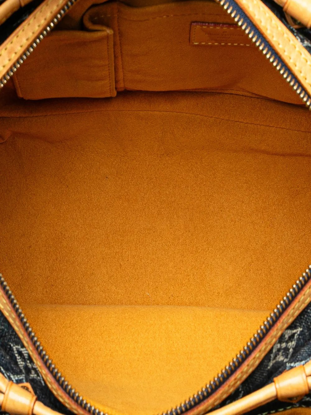 Pre-owned Louis Vuitton 2006 Monogram Denim Porte Epaule Raye Cabas Mm Crossbody Bag In Blue