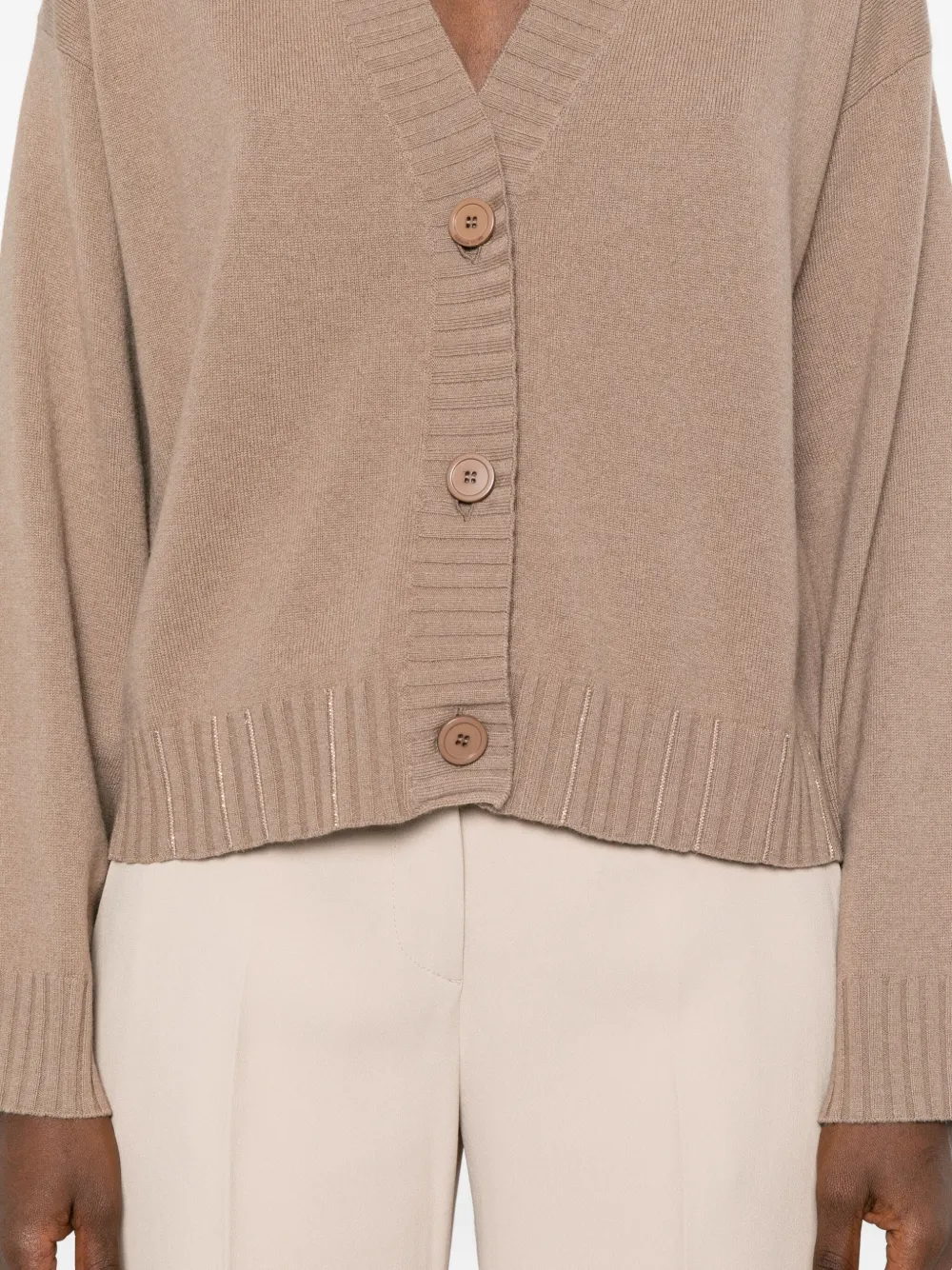 Fabiana Filippi button-detailed ribbed cardigan Bruin