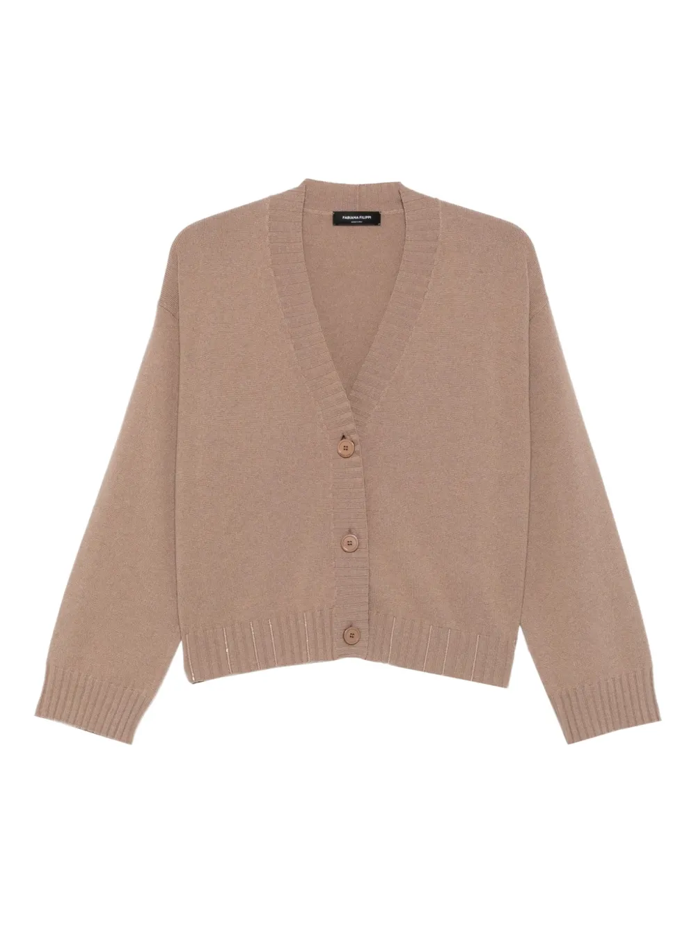 Fabiana Filippi button-detailed ribbed cardigan Bruin