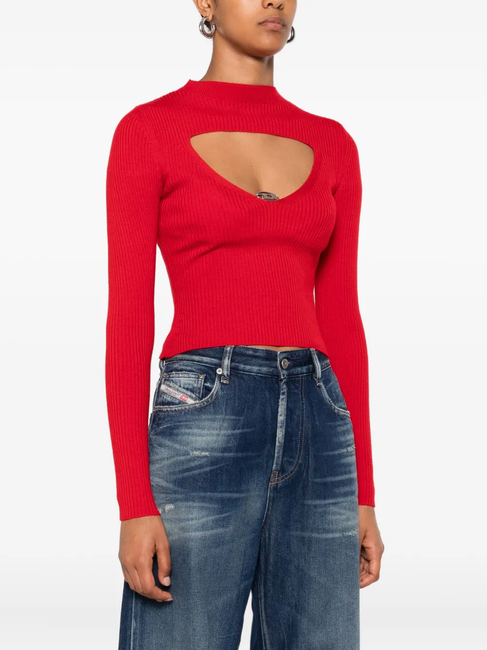 Diesel Ribbed Sweater In Red