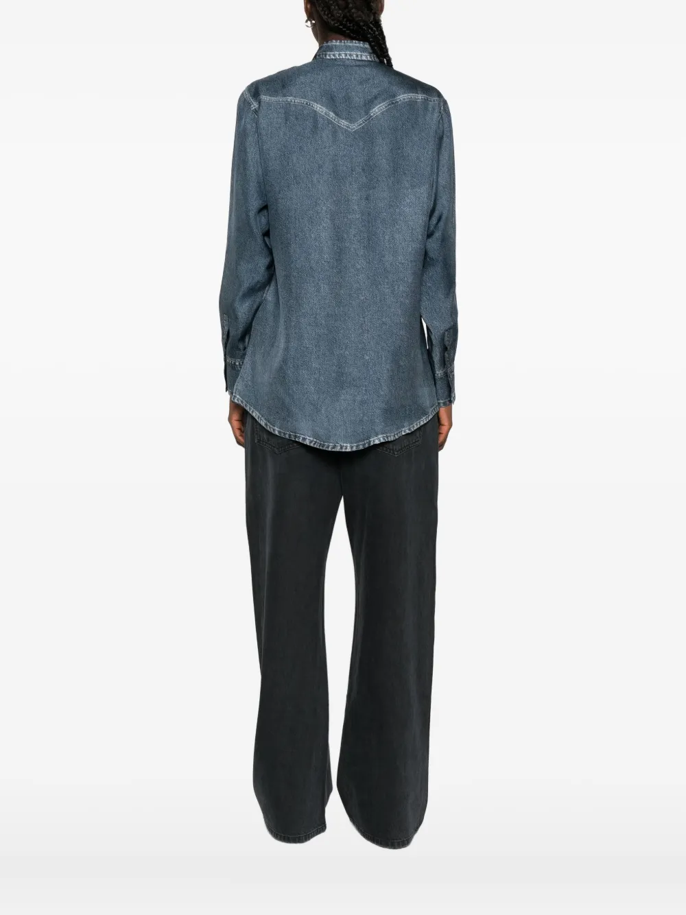 Pierre-Louis Mascia silk flap-pocket shirt Blauw