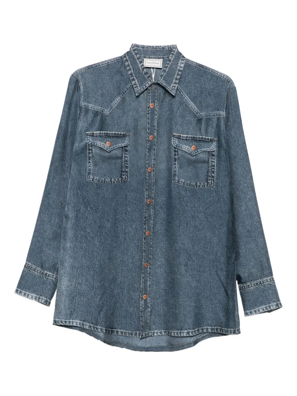 Pierre-Louis Mascia silk flap-pocket shirt Blauw