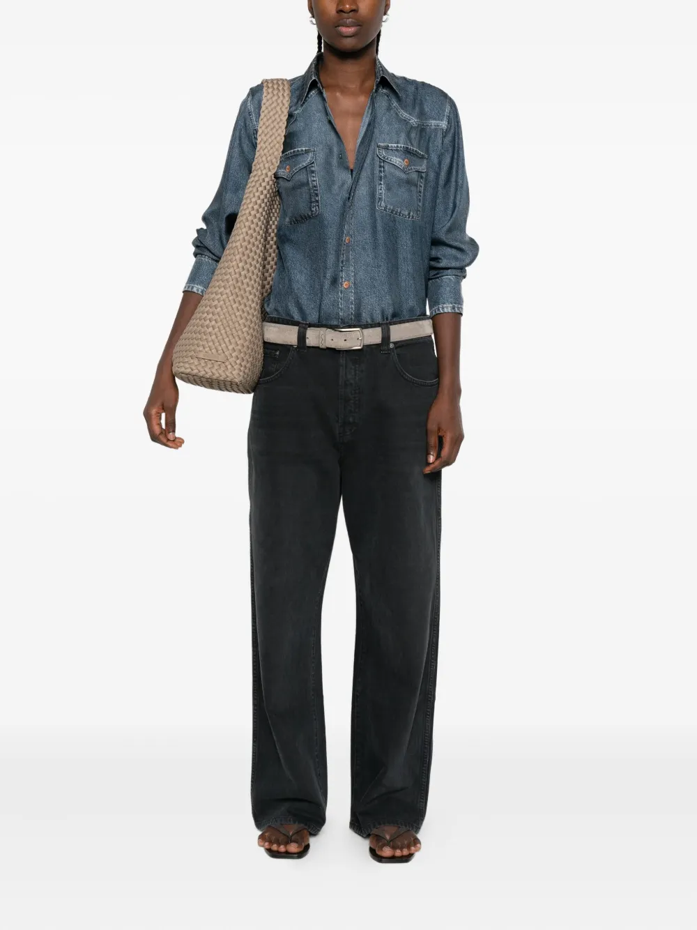 Pierre-Louis Mascia silk flap-pocket shirt Blauw