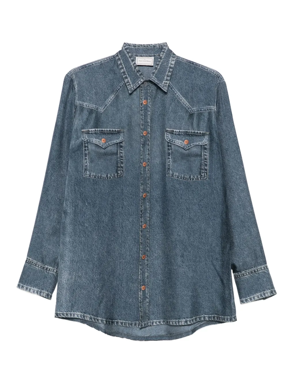 Pierre-Louis Mascia silk flap-pocket shirt Blauw