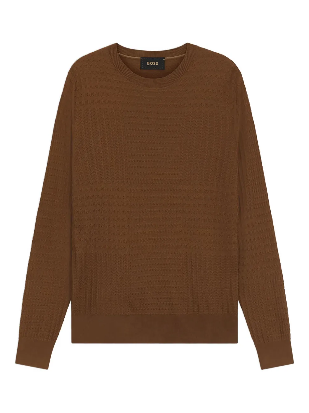BOSS textured crew-neck sweater | Brown | Image 1